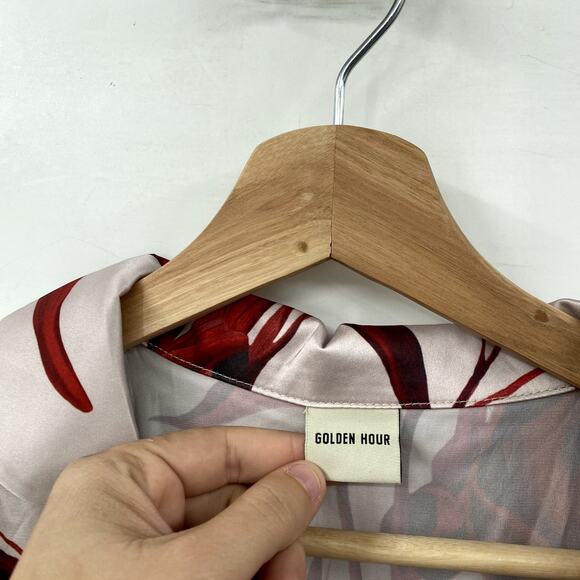 Golden hour Satin Red Flora Pajamas - Picture 4 of 7